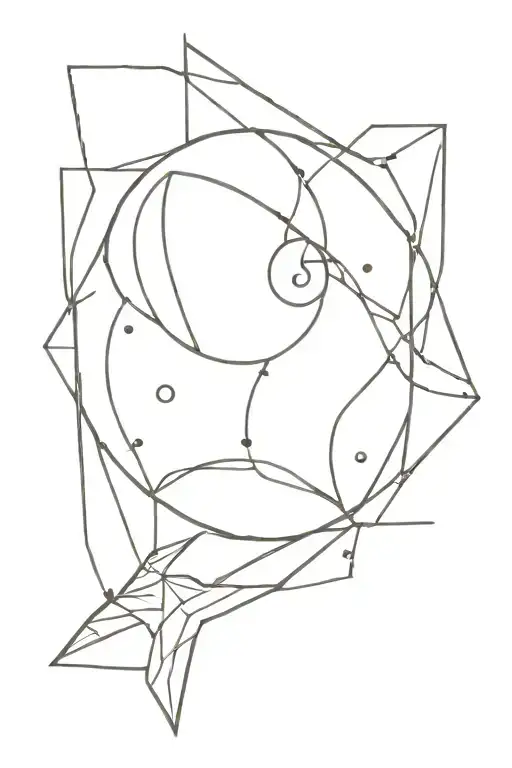 geometric zodiac Aries Sun, Virgo moon, Gemini Ascendant tattoo design idea