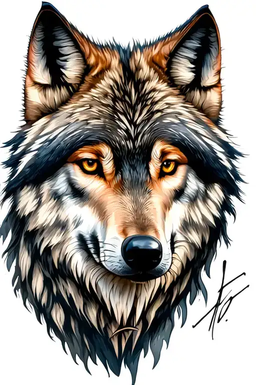 wolf and three tattoo design idea