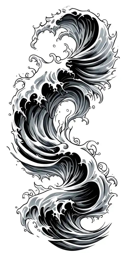 Ocean waves merging tattoo design idea