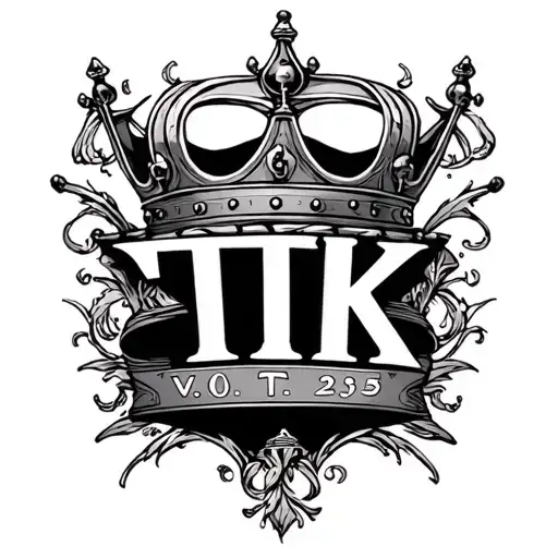 letters of. V.O TTK and V.O 375 across my chest with a Kings crown on TTK tattoo design idea