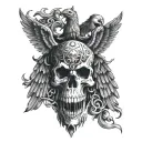 byzantine double headed eagle and a skull in the centre  tattoo design idea