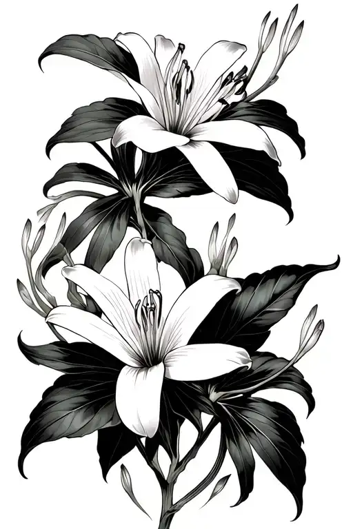 spiderlily flowers intertwined tattoo design idea