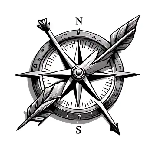 an arrow and a compass tattoo design idea