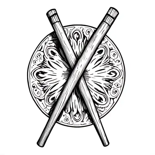 wooden chopsticks. very detailed, no background tattoo design idea