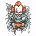 pennywise firefighter tattoo design idea