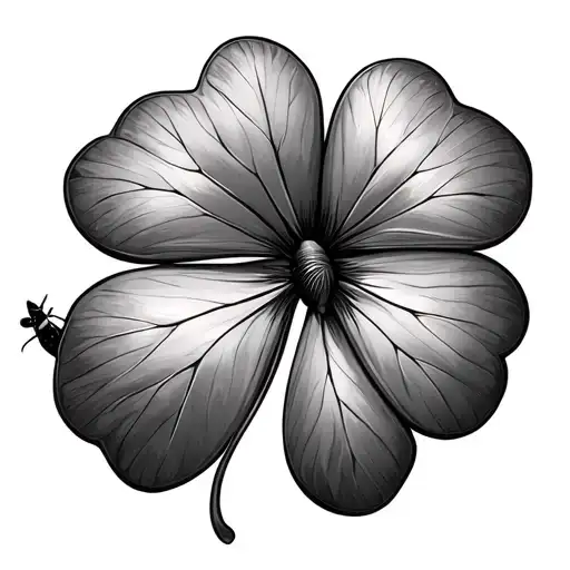 4 leaf clover and butter fly tattoo design idea