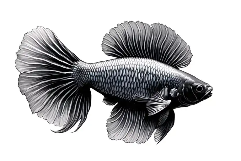 coral with male betta fish swimming through it tattoo design idea