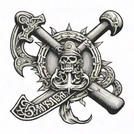 word enough with hammer and anchor tattoo design idea