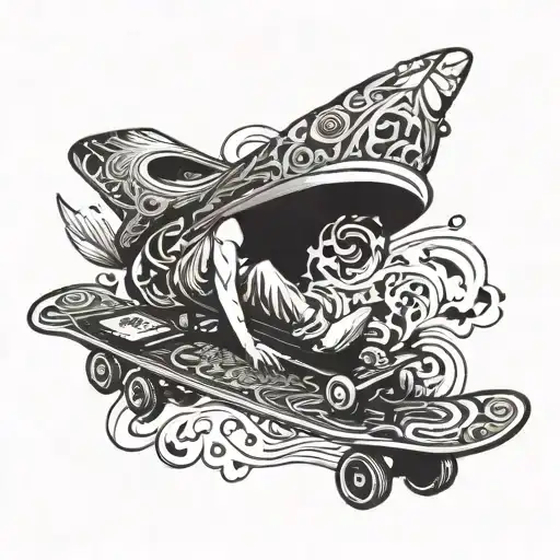 Creative skateboard deck design with drug addiction awareness message tattoo design idea