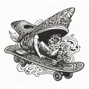 Creative skateboard deck design with drug addiction awareness message tattoo design idea