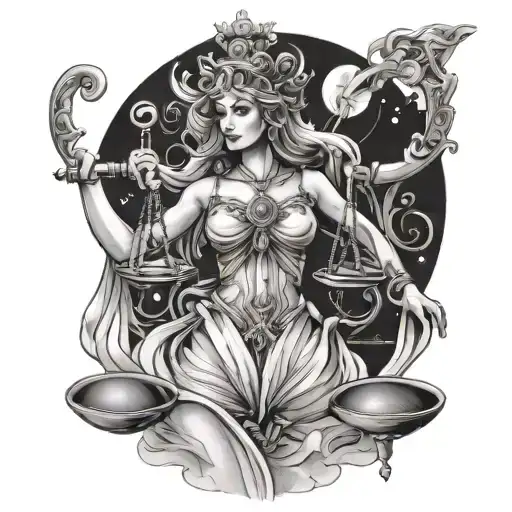 Libra Goddess tattoo design idea