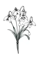  snowdrop, cosmo, lily of valley , narcissus flower all separate so show each flower in a single bouquet  tattoo design idea