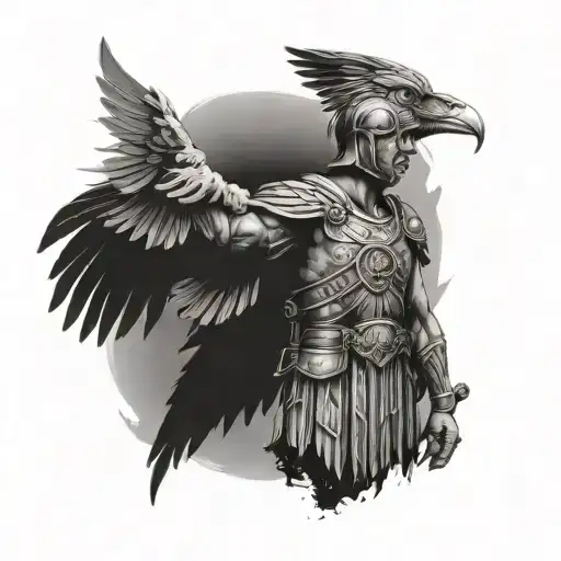roman soldier and eagle tattoo design idea
