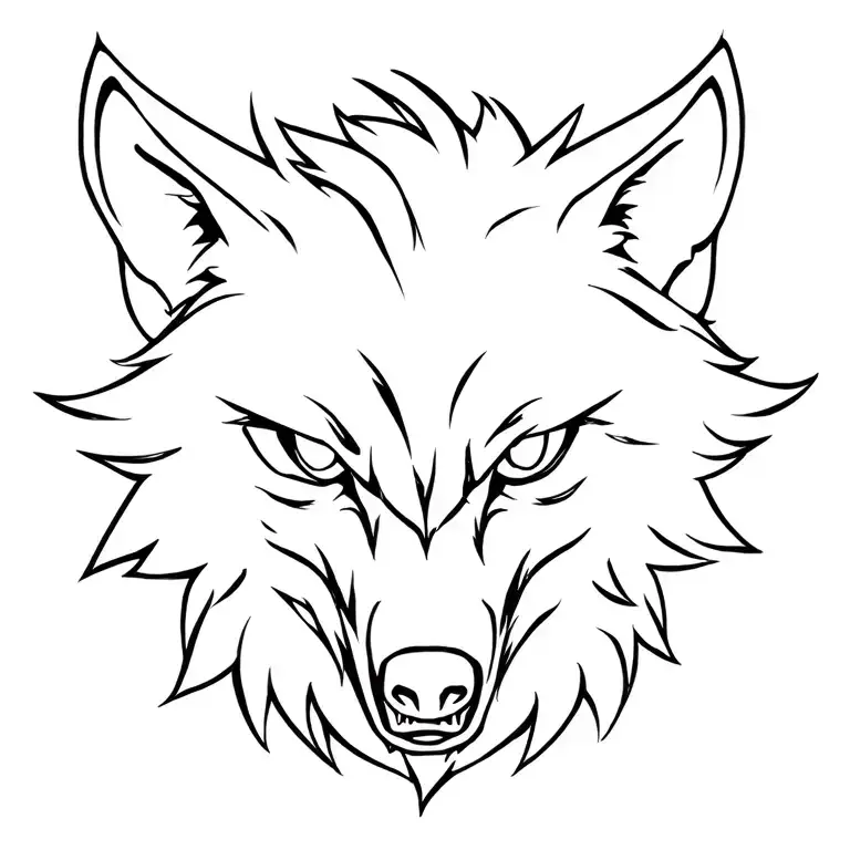 angry wild wolf from front  tattoo design idea