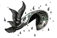 Money raining tattoo design idea