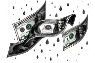 Money raining tattoo design idea