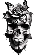skull roses barb wire wrapped butterflies and make it really really unique and cool tattoo design idea