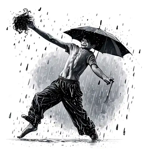 boy dancing in the rain tattoo design idea
