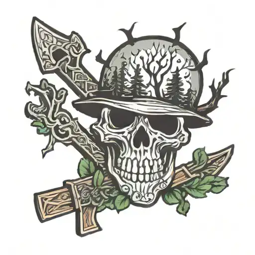 trees falling sky ski mask cancer rip rolex grave digger misfit tattoo design idea