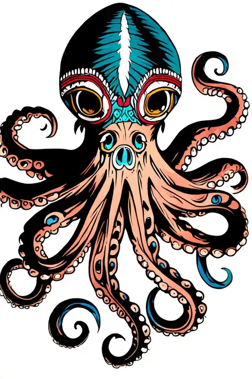 Native American traditional tattoo octopus wrapped tattoo design idea
