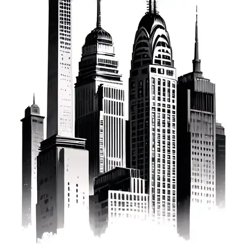 reunion tower, Washington monument, empire records building, Chrysler building  tattoo design idea