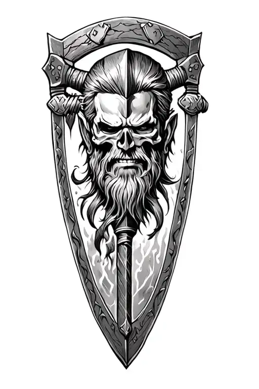 viking valhalla death strength warrior gunner thor hammer tattoo design idea