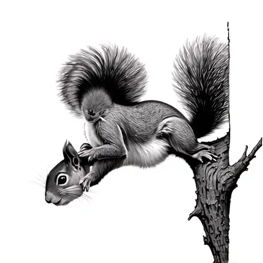 squirrel climbing up a tree tattoo design idea