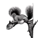 squirrel climbing up a tree tattoo design idea