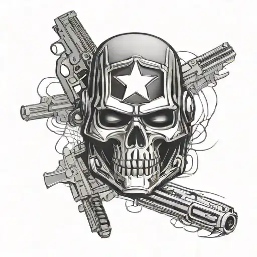 winter soldier masked, skull, dark tattoo design idea