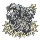 2 black labrador retrievers tattoo design idea
