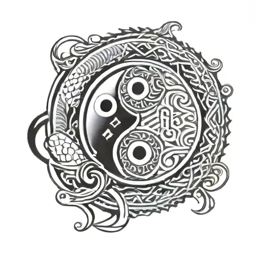 keffiyeh And yin and yang symbol tattoo design idea