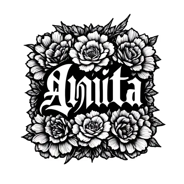 The name Anita with a characteristic English font tattoo design idea