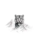 tiger surrounded my mountain tattoo design idea