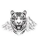 tiger surrounded my mountain tattoo design idea