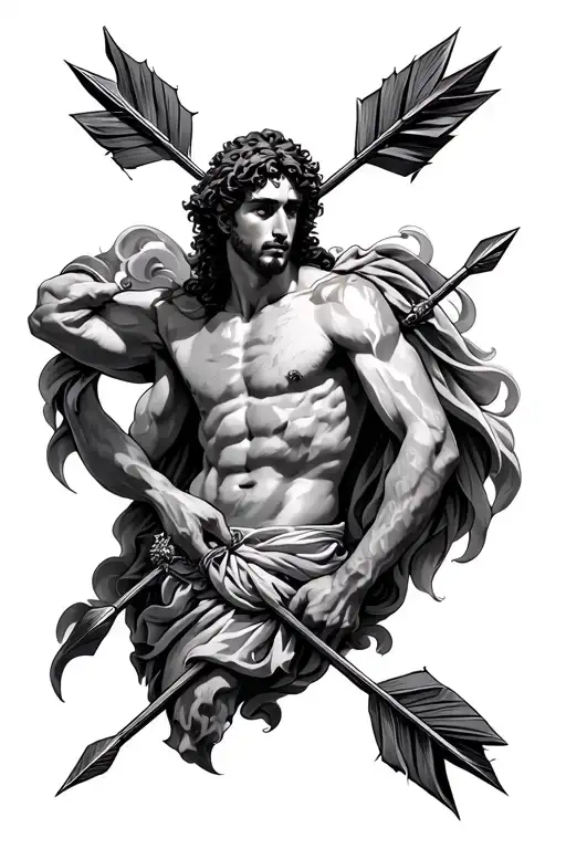 St Sebastian with arrows tattoo design idea