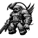 helldiver from the game helldivers 2 in a heroic pose tattoo design idea
