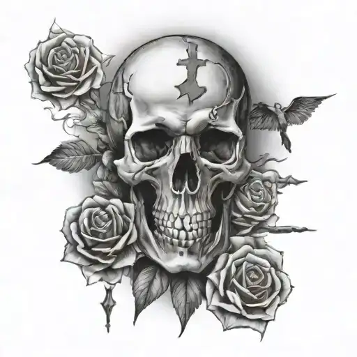 money, skulls, crosses, roses, clouds, malvern star tattoo design idea