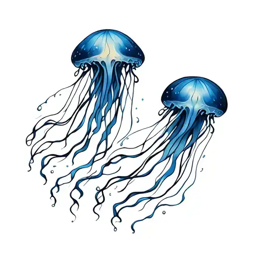 suminagashi jellyfish tattoo design idea