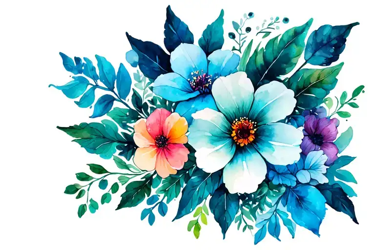 Colorfull , Flower Bouquet" Tattoo Design tattoo design idea