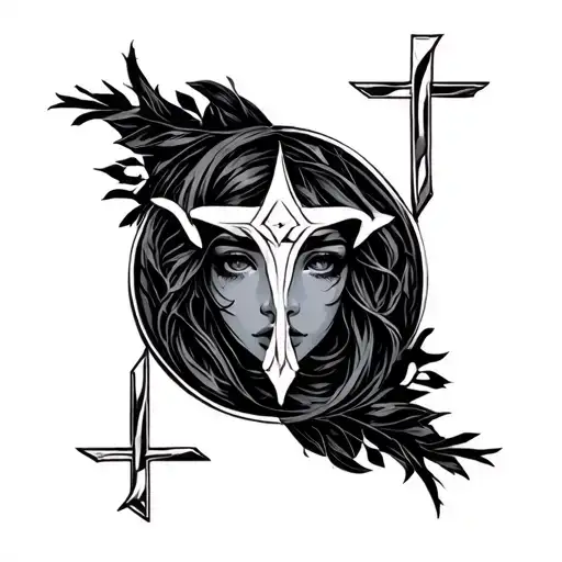 Tiwaz rune female style tattoo design idea