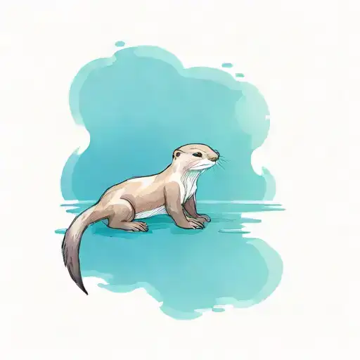asian small clawed river otter playing tattoo design idea