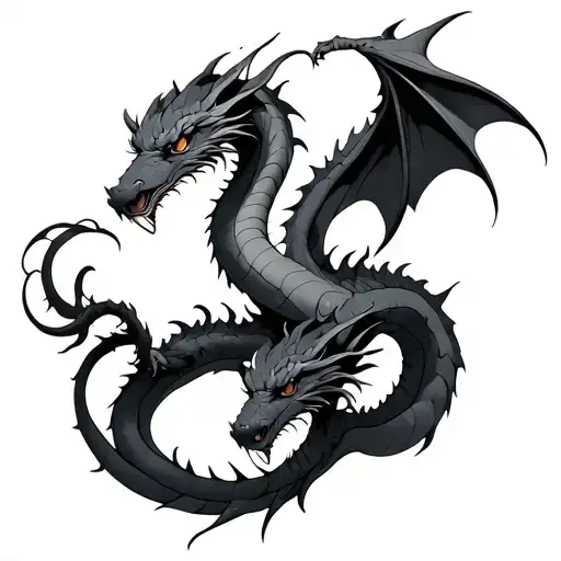 I want two dragons intertwined but clawing into each other going in opposite directions realism  tattoo design idea