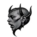 Devil Whispering In Ear tattoo design idea