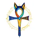 Bastet Tricolor Ankh Symbol tattoo design idea
