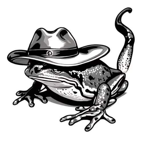 coqui frog with cowboy hat tattoo design idea