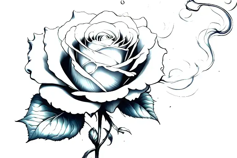 smoke wisp leaving the rose tattoo design idea