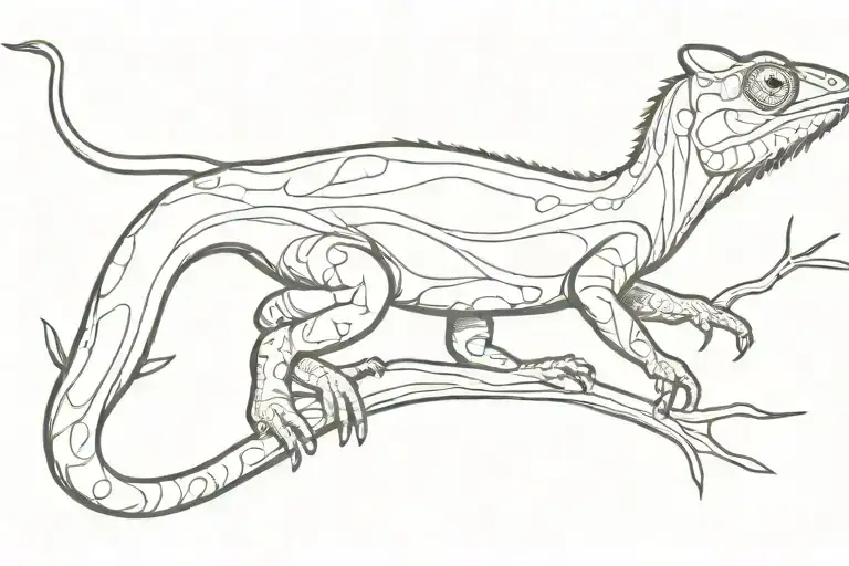 chameleon with long tail tattoo design idea