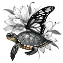 Turtle And Butterfly tattoo design idea