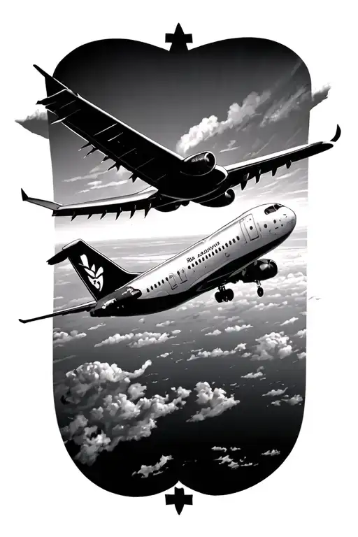 flying on a aircraft between Australia and New Zealand tattoo design idea