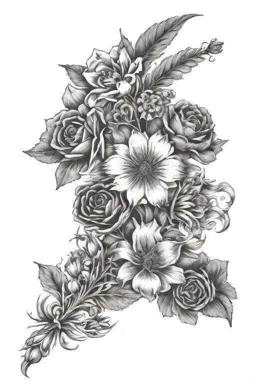 playing cards, pack of Cigarettes, wild flowers intertwined tattoo design idea